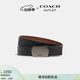 蔻馳（COACH）奧萊男士飾片針扣可裁剪雙面腰帶皮帶禮物，38MM QB/黑色/深馬鞍棕色
