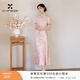 香影新中式改良旗袍連衣裙女2026春季新款國風(fēng)盤(pán)扣小立領(lǐng)提花裙子 銀牡丹色 L 165/88A/110-125斤