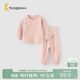 童泰（TONGTAI）寶寶內衣套裝春秋季男女童家居服上衣高腰褲子睡衣坑條粉色90cm