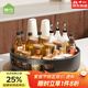 帥仕（shuaishi）廚房旋轉調料置物架臺面調味料盒瓶多功能收納架子免安裝用具大全 【平穩旋動(dòng)】槍灰30cm-厚度升級