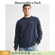Abercrombie & Fitch【棉質(zhì)T恤】美式舒適創(chuàng  )意圖案LOGO打底長(cháng)袖T恤25秋男裝123-5260 海軍藍 XL (180/116A)