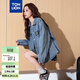 唐獅（TonLion）2025春女前胸字母襯衫型牛仔外套 牛仔藍  S 