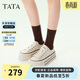 他她TATA彩虹糖厚底帆布鞋女透氣黑色板鞋休閑小白鞋WP801AM5米白 36