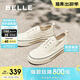 百麗航海家帆布鞋秋季厚底一腳蹬懶人鞋小白女鞋B2699CM5 米白 37