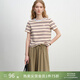 自巧小個(gè)子正肩條紋短袖T恤女2026夏季新款寬松圓領(lǐng)半袖復古上衣 米藍條 S （3碼）