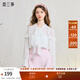 兩三事云煙成霧 2025夏季新款甜美拼布荷葉邊長(cháng)袖白色上衣女寬松 白色 S