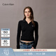 Calvin KleinJeans春秋女士?jì)?yōu)雅休閑通勤ck修身短款海鷗領(lǐng)POLO打底衫針織衫
