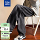 唐獅（TonLion）2024牛仔褲寬松顯瘦抽繩闊腿褲復古潮牌時(shí)尚褲 碳黑 L 