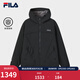 FILA 斐樂(lè )官方男士棉服2026春新款時(shí)尚休閑寬松上衣保暖連帽外套 暗流黑-BK L 175/96A/L