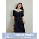 獨束大碼女裝【長(cháng)短款】海軍風(fēng)撞色減齡連衣裙女夏新款微胖mm裙子 長(cháng)款 2XL