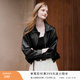 香影美拉德咖色皮衣女短款2026春季新款復古翻領(lǐng)pu皮機車(chē)夾克外套 黑色 M