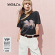 MO&Co.短袖T恤2026春新品生肖馬年系列彩繪細鉆洗舊棉質(zhì)MBF1TEE025 鋼灰色 S /160