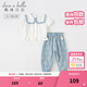 戴維貝拉（DAVE＆BELLA）女童套裝休閑童裝夏裝新款兒童短袖褲子兩件套小童服飾 小碎花印花【現貨】 90 cm（建議身高80-90cm）