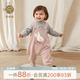 乖奇熊嬰幼兒童秋冬季外穿抓絨背帶褲女寶寶可愛(ài)純棉保暖連體褲子 皮粉 80