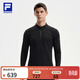 FILA 斐樂(lè )官方男子針織長(cháng)袖衫2025冬季新款健身運動(dòng)加絨半拉鏈長(cháng)T 深黑-BK XL 180/100A/XL