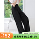 百圖betu女裝夏季新款休閑闊腿褲金屬扣袢通勤西褲褲子女2505T61 黑色 L