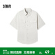 森馬（Semir）短袖T恤男裝純棉襯衣外套戶(hù)外工裝做舊水洗夏季上衣時(shí)尚百搭 香草白10711 S