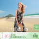 三彩2025夏季新款碎花吊帶裙荷葉邊連衣裙寬松長(cháng)裙度假M 黑米花卉 M 160/84A