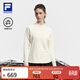 FILA 斐樂(lè )官方女子針織長(cháng)袖衫2025冬季新款戶(hù)外運動(dòng)加絨半拉鏈長(cháng)T 豆蔻白-IV S 160/80A/S