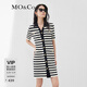 MO&Co.圈圈紗黑白條紋短袖針織肌理感連衣裙法式氣質(zhì)裙子 黑白條色 M 165