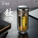 希諾（HEENOOR）雙層玻璃杯鵝蛋茶杯弧形抗菌杯帶濾網(wǎng)鈦杯便攜車載高檔保溫水杯子 中閃銀灰【純鈦抗菌】 370ml