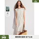 ELLE法式萊賽爾天絲連衣裙女2025春季新款氣質(zhì)圓領(lǐng)米白色無(wú)袖裙子 米白 S