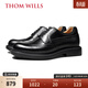 THOM WILLS男士皮鞋內增高男鞋布洛克皮鞋男休閑英倫雕花商務(wù)正裝德比鞋冬季 黑色小牛D1981 39 /6.5碼