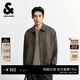 杰克·瓊斯（JACK&JONES）26年男裝春秋季外套男寬松翻領(lǐng)商務(wù)休閑仿麂皮夾克拉鏈上衣男士 E04橄欖黑 M （175）