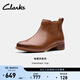 Clarks其樂(lè )Havisham系列女士秋冬復古潮流切爾西靴牛皮短靴 棕褐色 261787184 38