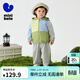 迷你巴拉巴拉男女童戶(hù)外長(cháng)袖套裝舒適連帽上衣長(cháng)褲兩件套春新品 黃綠41188 100