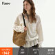 fano studios范洛Fano 法式慵懶感針織開(kāi)衫女春季異形扣重工鏤空鉤花系帶上衣 白色 現貨 M