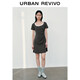 UR2026夏季新款女裝休閑撞色U型領(lǐng)抽褶修身連衣裙UYY760077 中灰 L