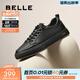 百麗（Belle）時(shí)尚百搭休閑鞋男牛皮免系帶休閑板鞋A1230CM3預售 黑色 41 (255mm)