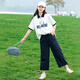 紫洛妮初中學生短袖T恤女2026夏季新款青少女polo領高中生夏裝上衣寬松 【白色T恤+藏青褲子23237】 M