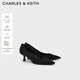 CHARLES&KEITH簡(jiǎn)約通勤尖頭高跟鞋單鞋婚鞋女鞋子女生日禮物CK1-60361352 Black Textured黑色紋理 36