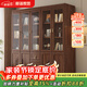和諧家園 實(shí)木書(shū)柜 黑胡桃色書(shū)柜玻璃門(mén)收納儲物櫥架落地柜書(shū)房置物書(shū)架 1.11米三門(mén)書(shū)柜 組裝