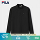 FILA 斐樂(lè )官方男子針織長(cháng)袖衫2025冬季時(shí)尚休閑半拉鏈基礎長(cháng)T 正黑色-BK M 170/92A/M