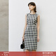 顏域格子氣質(zhì)連衣裙女裝2024新款春季連身裙背心裙收腰顯瘦裙子女 黑白格 S 36