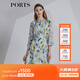 PORTS寶姿春夏新品女裝七分袖收腰顯瘦連衣裙LM8D058MPP095 奶綠色印花 L (8)