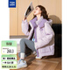 唐獅（TonLion）2025女撞色拼接立領(lǐng)帶帽棉衣 輕紗紫 M