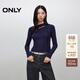 ONLY2025秋季新款不對稱(chēng)領(lǐng)口設計修身顯瘦長(cháng)袖T恤女|125402001 E40午夜巴黎藍 M