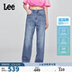 Lee428舒適高腰直腳中淺藍女涼感牛仔褲涼涼褲 中淺藍 29