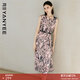 顏域（YANYEE）無(wú)袖連衣裙女夏2024新款收腰顯瘦氣質(zhì)時(shí)尚中長(cháng)款連衣裙碎花裙 粉花 M/38