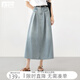 對白復古淺藍色牛仔半身裙女夏2026新款梨型身材顯瘦中長(cháng)款A字裙 復古牛仔藍 M