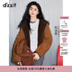 DZZIT【劉浩存同款】地素外套冬季美拉德連帽加絨女3J4G1021N 深卡其色 M