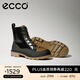 愛(ài)步（ECCO）【Natacha聯(lián)名】馬丁靴女 厚底增高女靴 革新214853 黑色/可可棕21485355275 37