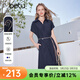 百圖（betu）女裝2026年夏季新款短袖連衣裙系帶收腰襯衫裙不易皺裙子2603T78 寶蘭 L
