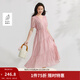 茵曼度假風(fēng)萊賽爾V領(lǐng)連衣裙2025夏季女裝新品氣質(zhì)通勤泡泡袖長(cháng)裙 淺粉色 M