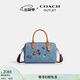 蔻馳（COACH）奧萊女士女包經(jīng)典標志丹寧布貼飾和刺繡裝飾ROWAN SATCHEL手袋 SV/靛藍色 混合色
