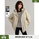 ELLE90白鴨絨工裝風(fēng)連帽羽絨服女2024冬裝新款小個(gè)子派克休閑外套 米咖 M